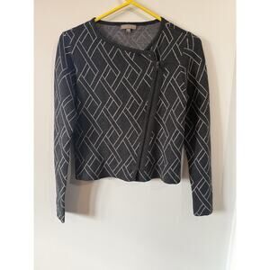 Lilla P Cotton Cashmere Blend Sweater Zipper Cropped Cardigan Size Medium